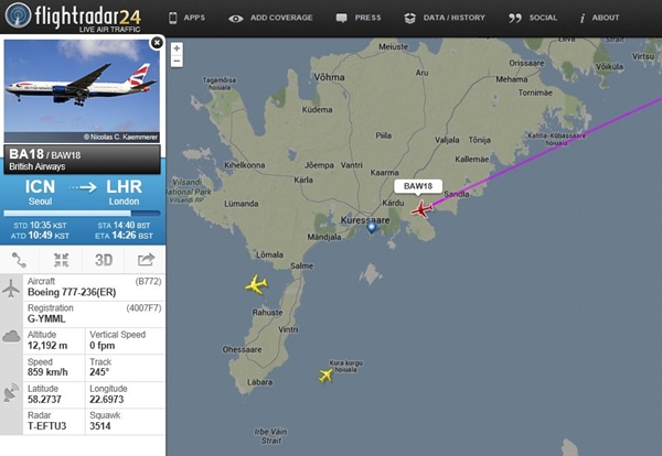 Õpetus: Pritsivate lennukite tuvastamine www.flightradar24.com abil